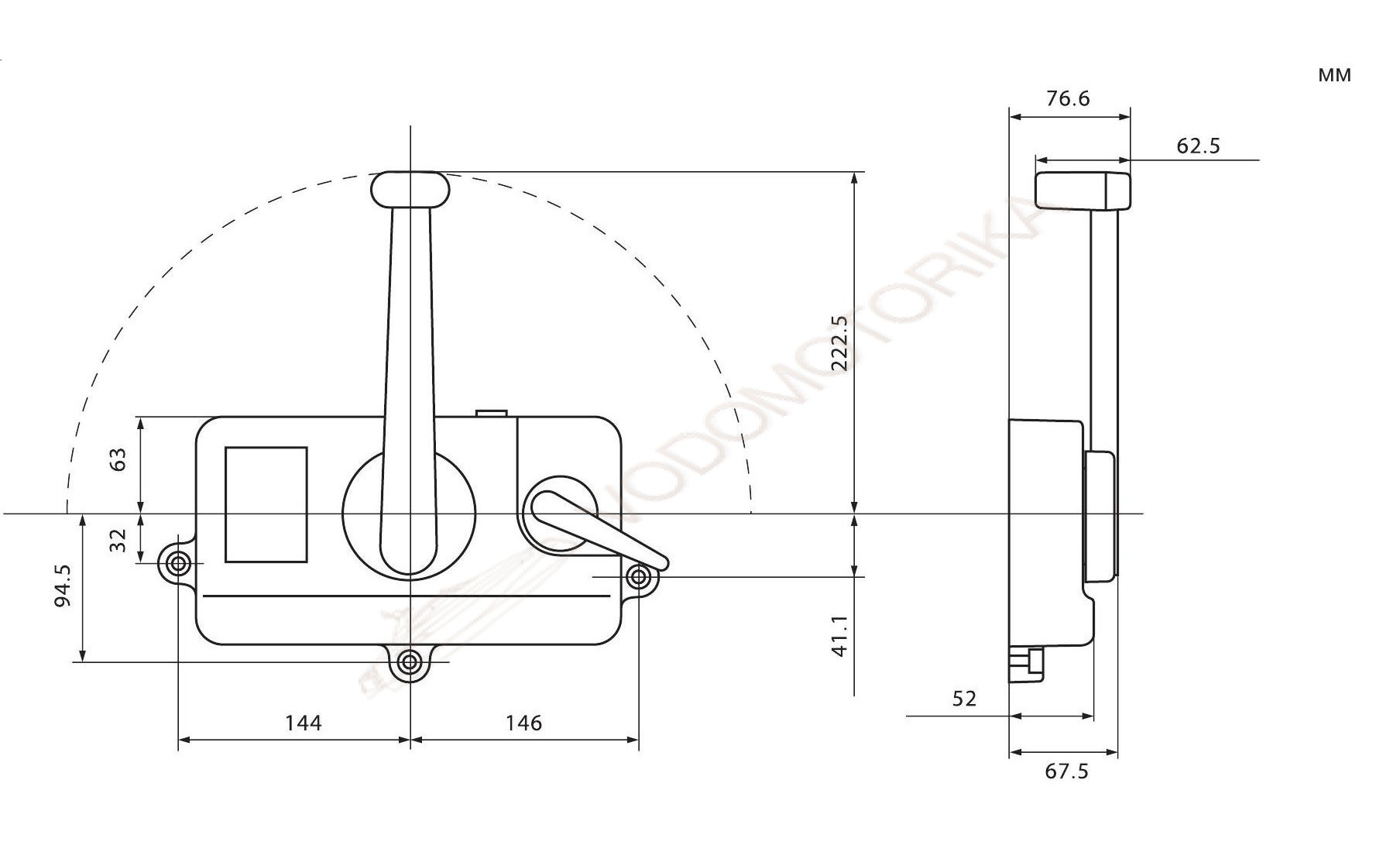 Дистанционное управление правый борт, тянет газ, 5м. Yang-Xian